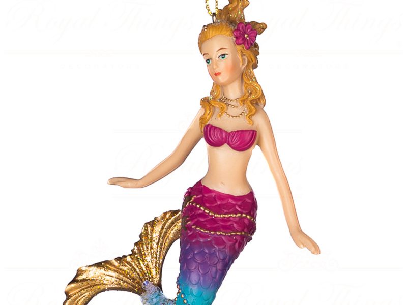 Goodwill Christmas Ornament Botanica Mermaid Gold Purple Blue Tr 20606 Open