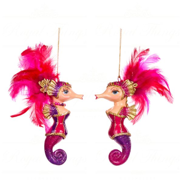 Goodwill Christmas Ornament Cancan Showgirl Seahorse Ornament Hotpink Purple B 88554