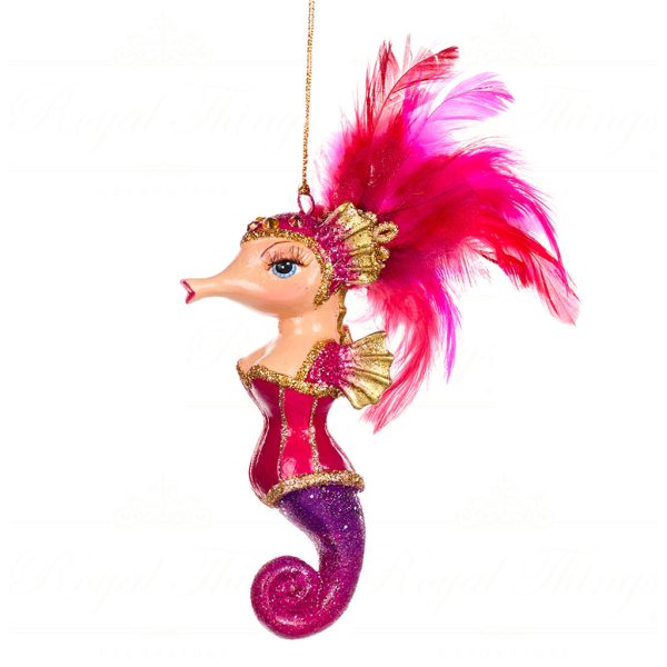 Goodwill Christmas Ornament Cancan Showgirl Seahorse Ornament Hotpink Purple B 88554 B