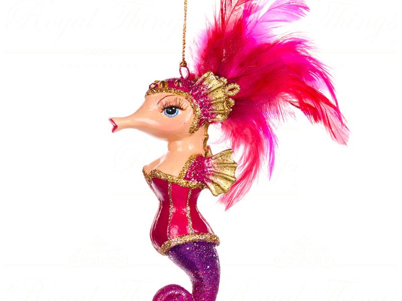 Goodwill Christmas Ornament Cancan Showgirl Seahorse Ornament Hotpink Purple B 88554 B
