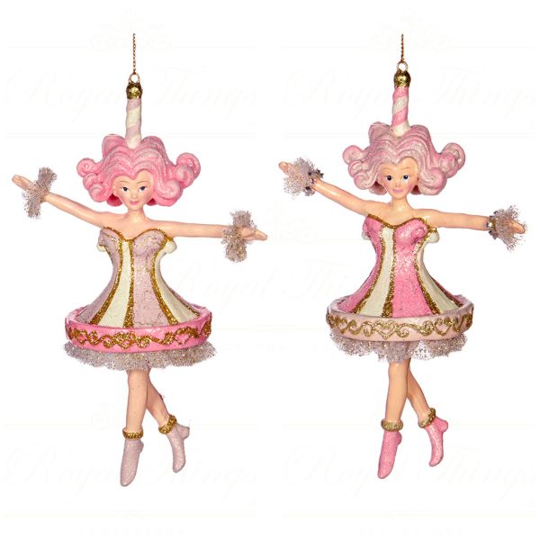 Goodwill Christmas Ornament Candy Carousel Girl Pink White B 93008