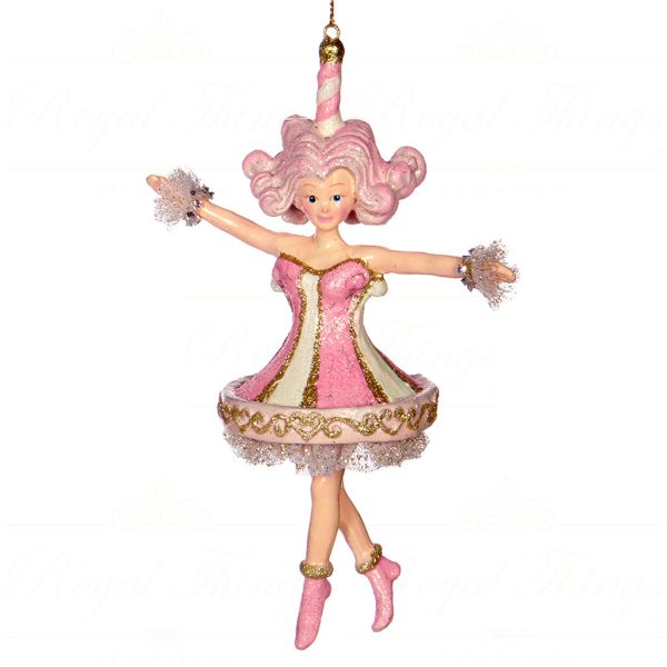 Goodwill Christmas Ornament Candy Carousel Girl Pink White B 93008 Pink