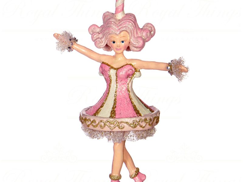Goodwill Christmas Ornament Candy Carousel Girl Pink White B 93008 Pink