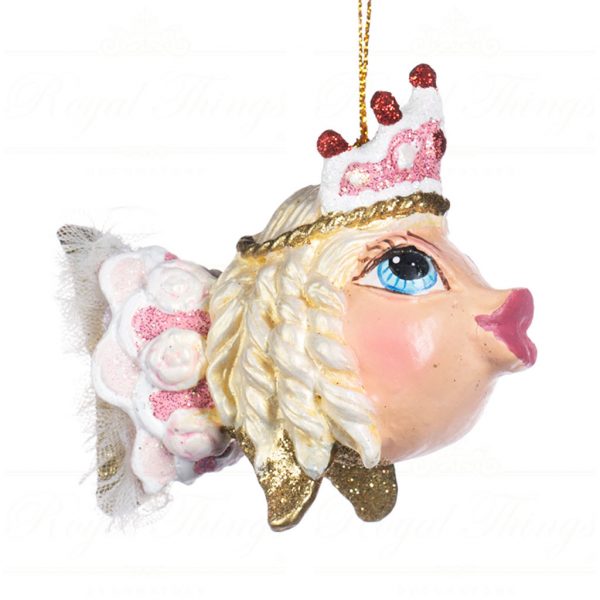 Goodwill Christmas Ornament Candy King Queen Fish Gold Pink White Cream B 90304 Queen