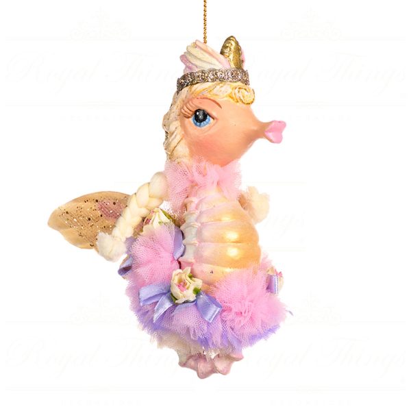 Goodwill Christmas Ornament Castle In Sky Fairy Seahorse Ornament Purple Pink B 88304 A