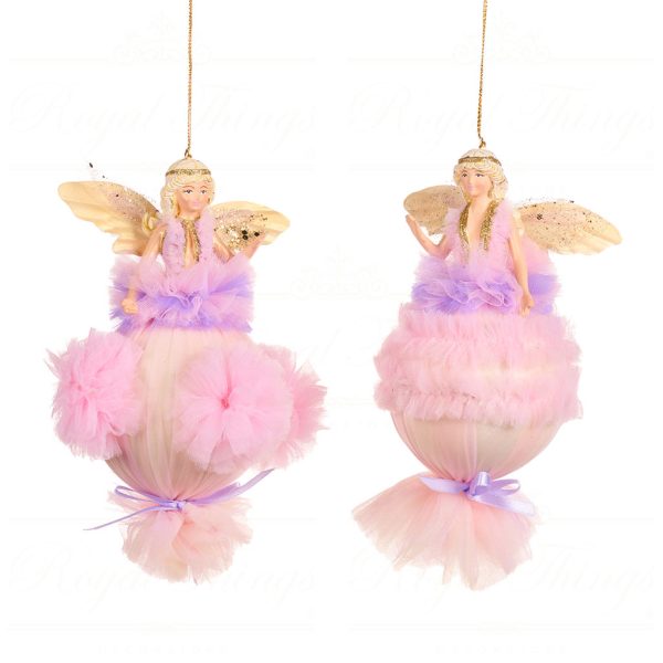 Goodwill Christmas Ornament Castle In Sky Tulle Fairy On Ball Ornament Purple Pink B 88302