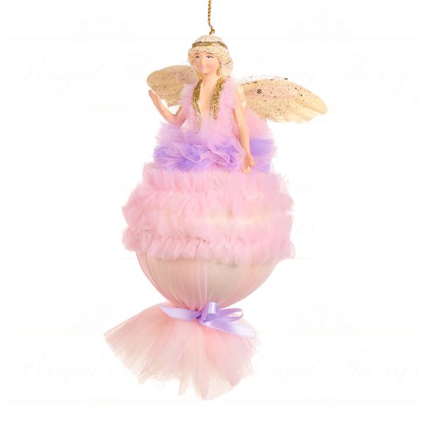 Goodwill Christmas Ornament Castle In Sky Tulle Fairy On Ball Ornament Purple Pink B 88302 B