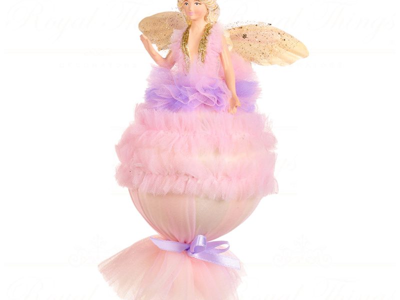 Goodwill Christmas Ornament Castle In Sky Tulle Fairy On Ball Ornament Purple Pink B 88302 B
