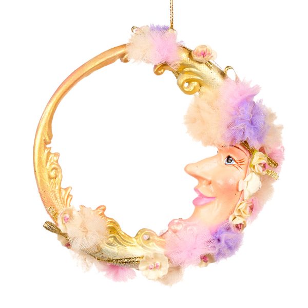 Goodwill Christmas Ornament Castle In Sky Tulle Flower Moon Ornament Purple Pink B 88307