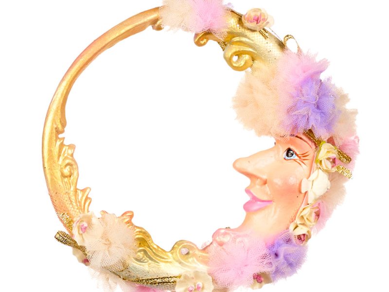 Goodwill Christmas Ornament Castle In Sky Tulle Flower Moon Ornament Purple Pink B 88307