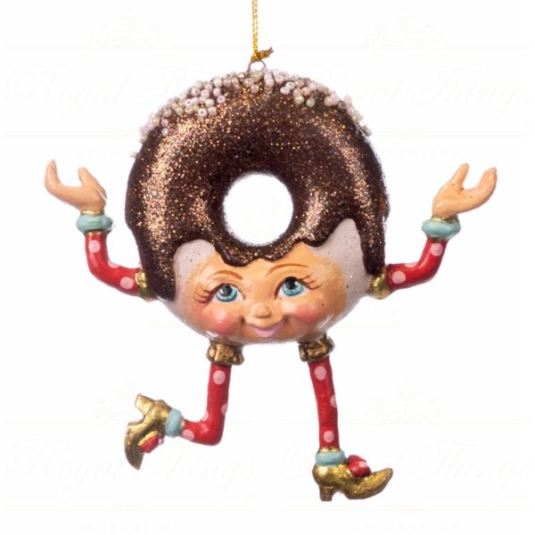 Goodwill Christmas Ornament Chocolicious Happy Donut Brown Red Blue Gold B 89152 Red