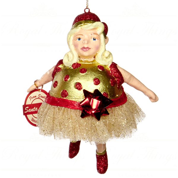 Goodwill Christmas Ornament Chubby Elf Boy Girl Red Gold B 93503 Girl
