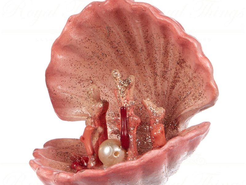 Goodwill Christmas Ornament Coral Clam Shell Blue Pink Gold B 94360 Coral