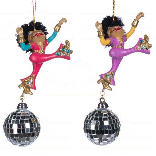 Goodwill Christmas Ornament Disco Ball Frog Pink Purple Black Gold B 90513