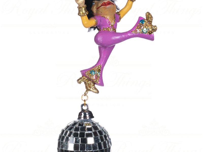 Goodwill Christmas Ornament Disco Ball Frog Pink Purple Black Gold B 90513 Purple