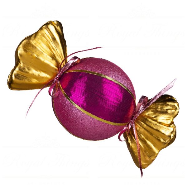 Goodwill Christmas Ornament Display Striped Candy Ornament Gold Pink T 80114