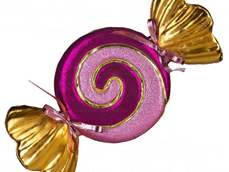 goodwill christmas ornament display swirl candy ornament pink gold T 80113