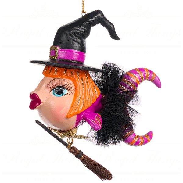 Goodwill Christmas Ornament Dress To Impress Witch Fish Ornament Black Purple Orange B 88201