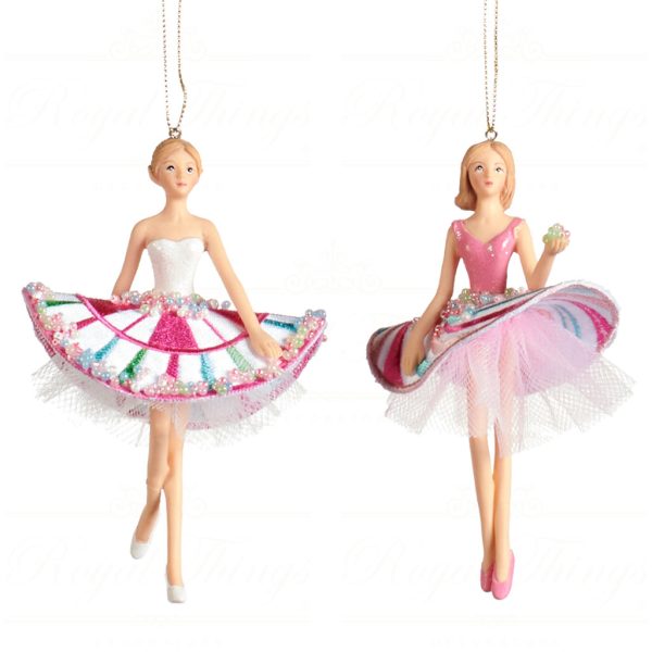 Goodwill Christmas Ornament Fabric Beaded Candy Girl Pink Blue White Mo 95243
