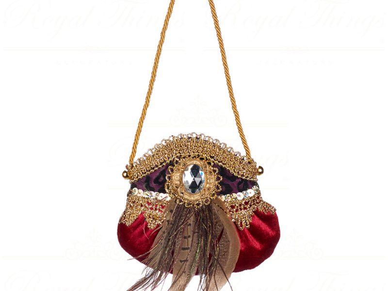 Goodwill Christmas Ornament Fabric Peacock Purse Red Brown Gold Br 39320 Purple