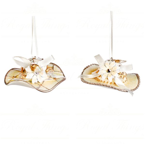 Goodwill Christmas Ornament Flower Hat Cream Gold Champagne Mo 95251