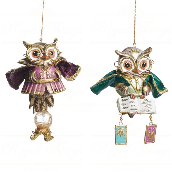 Goodwill Christmas Ornament Fortune Teller Owl Purple Blue Gold B 90461