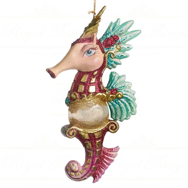 Goodwill Christmas Ornament Fortune Teller Seahorse Purple Blue Gold B 90458 Purple