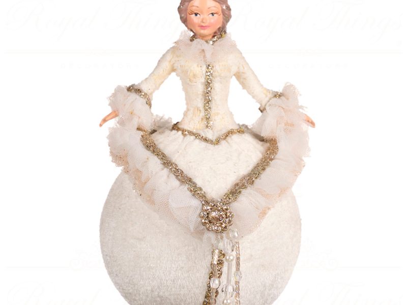 Goodwill Christmas Ornament Frozen In Time Lady On Ball White Gold B 88452 Hart
