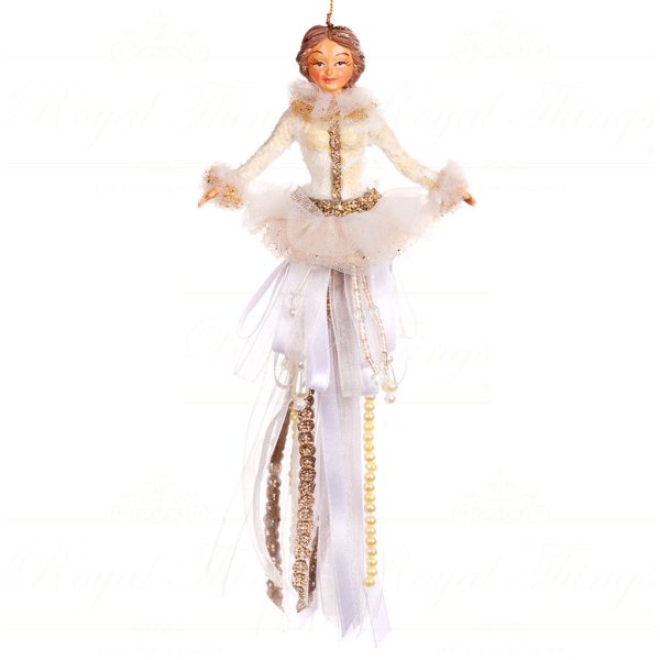 Goodwill Christmas Ornament Frozen In Time Lady Tassel White Gold Cream B 88462 B