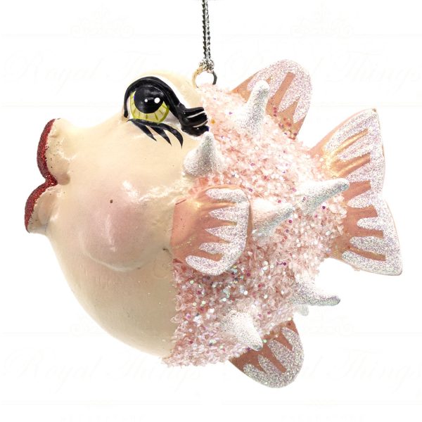 Goodwill Christmas Ornament Girly Pufferfish Blue Pink B 31545 Pink