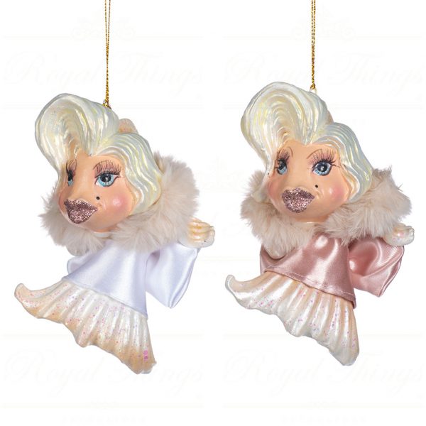 Goodwill Christmas Ornament Glamormous Lady Goldfish Pink White B 90202