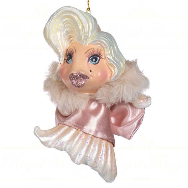 Goodwill Christmas Ornament Glamormous Lady Goldfish Pink White B 90202 Pink