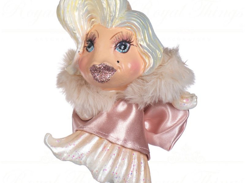 Goodwill Christmas Ornament Glamormous Lady Goldfish Pink White B 90202 Pink