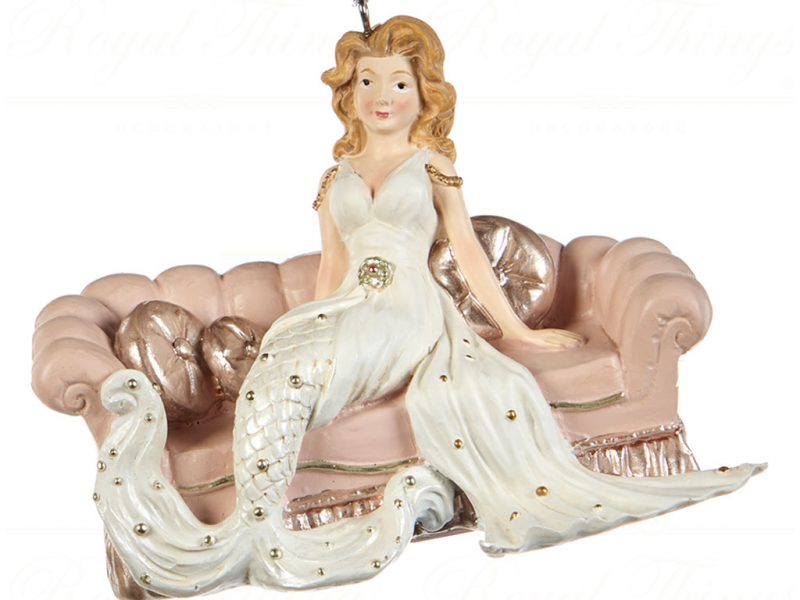 Goodwill Christmas Ornament Glamormous Mermaid On Sofa Pink Blue White D 45152 Pink