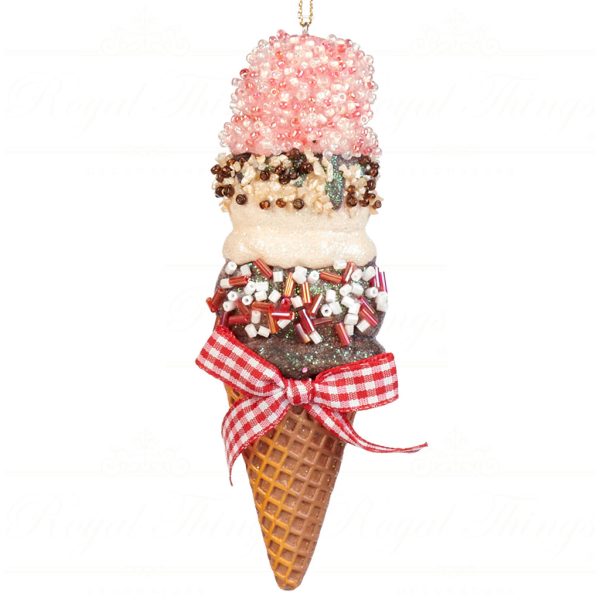 Goodwill Christmas Ornament Glitter Ice Cream Cone Multicolor Mo 95214 Pink