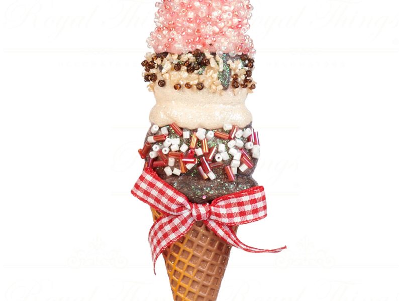 Goodwill Christmas Ornament Glitter Ice Cream Cone Multicolor Mo 95214 Pink