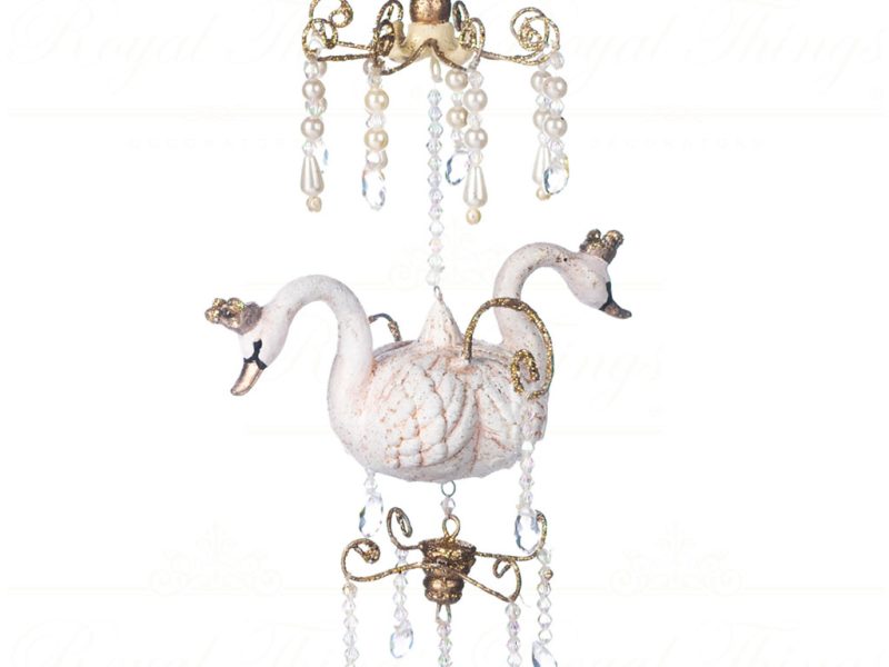 Goodwill Christmas Ornament Greenhouse Peacock Chandelier White Gold B 89508