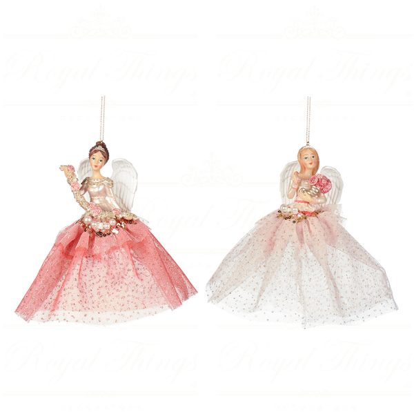 Goodwill Christmas Ornament Heavenly Angel With Flowers Pink White Tr 21265