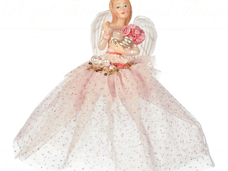 Goodwill Christmas Ornament Heavenly Angel With Flowers Pink White Tr 21265 White