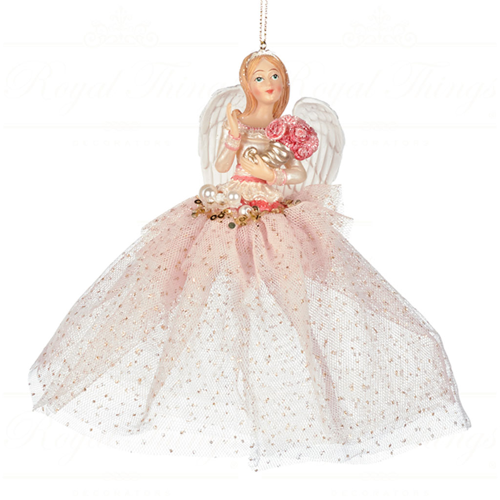 goodwill christmas ornament heavenly angel with flowers pink white TR 21265 white Goodwill Christmas Ornament Heavenly Angel With Flowers Pink White Tr 21265 White