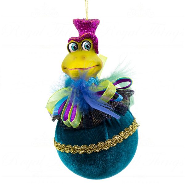 Goodwill Christmas Ornament Heritage Mardi Gras On Ball Green Blue B 07242 Blue