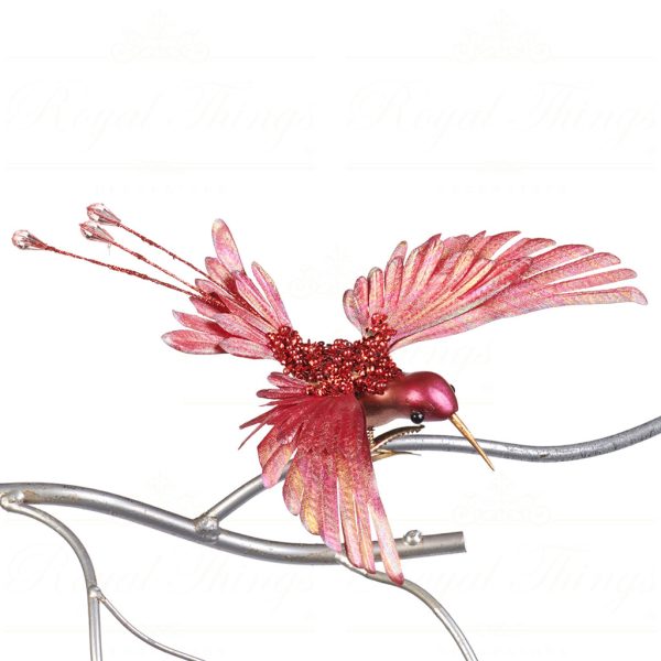 Goodwill Christmas Ornament Irid Beaded Flying Hummingbird On Clip Pink Al 74125