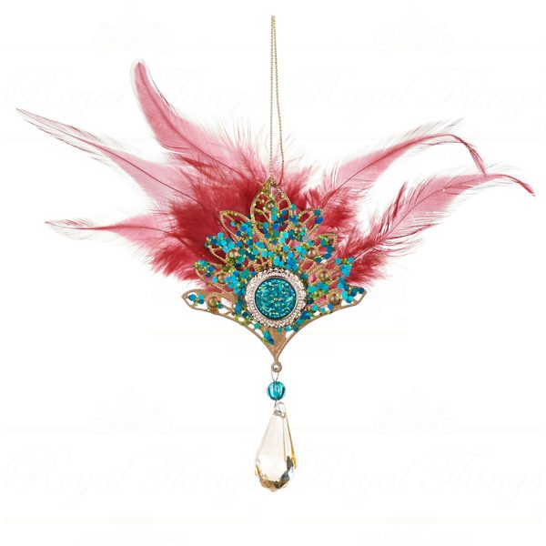 Goodwill Christmas Ornament Jewel Dangle Fan Pink Blue Mo 94153