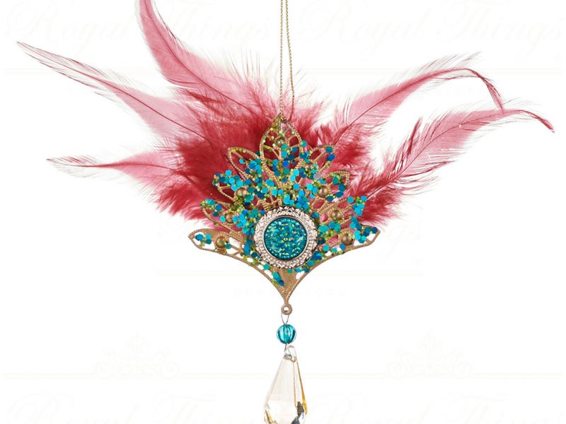 Goodwill Christmas Ornament Jewel Dangle Fan Pink Blue Mo 94153
