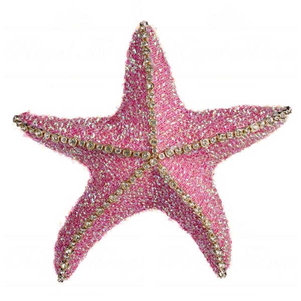 Goodwill Christmas Ornament Juwel Star Fish Pink Gold T 80006