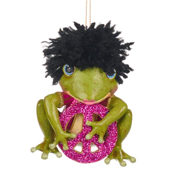 Goodwill Christmas Ornament Love And Peace Hippie Yoga Frog Ornament Green Pink B 88406 Boy