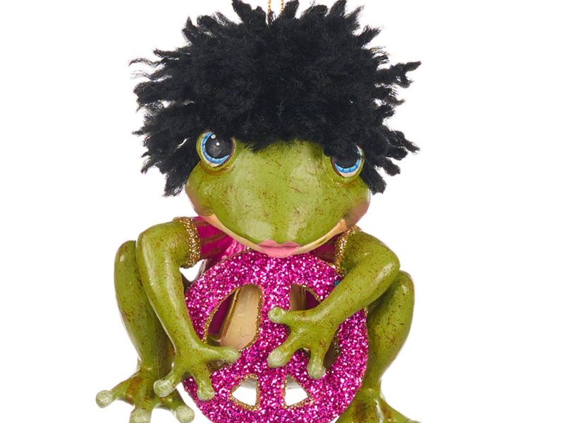 Goodwill Christmas Ornament Love And Peace Hippie Yoga Frog Ornament Green Pink B 88406 Boy