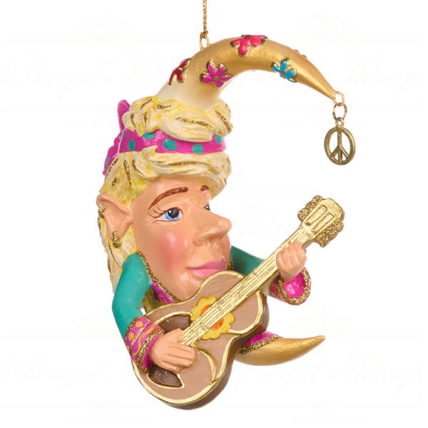 Goodwill Christmas Ornament Love Peace Hippie Music Moon Blue Pink Cream Gold B 88411 Boy