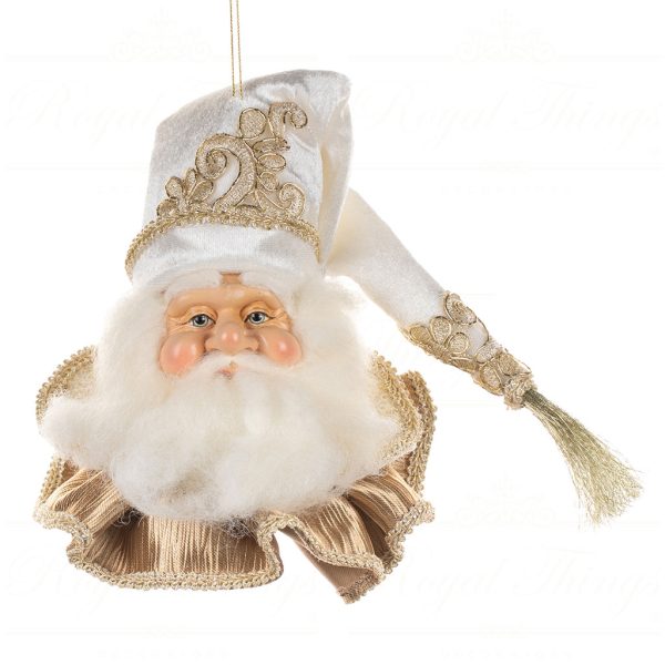 Goodwill Christmas Ornament Majestic Santa Head Cream Gold J 61411