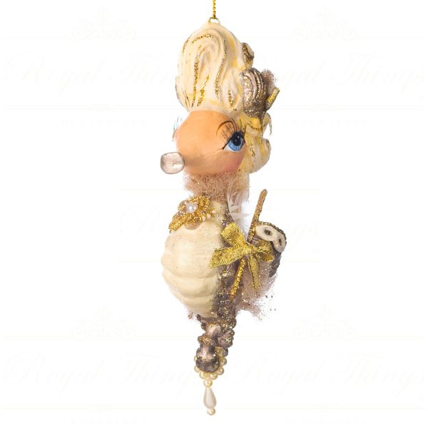 Goodwill Christmas Ornament Masked Ball Seahorse Lady Cream Gold Champagne B 89452 Champagne